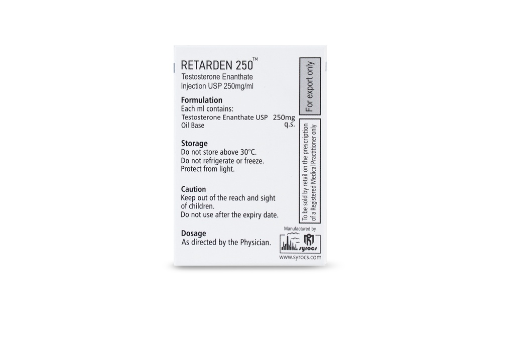 Testosterone Enanthate USP 250mg (Syrocs)10 ML VIALS 