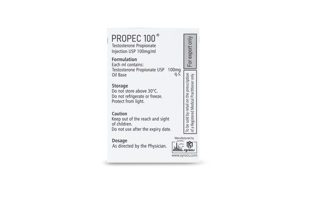 Testosterone Propionate USP 100mg/ml (Syrocs)10 ML VIALS 