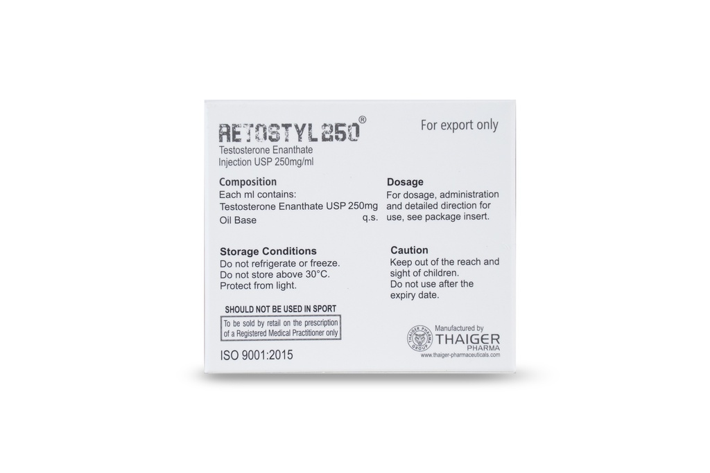Testosterone Enanthate  250mg/ml x 10 amp's (THAIGER PHARMA)